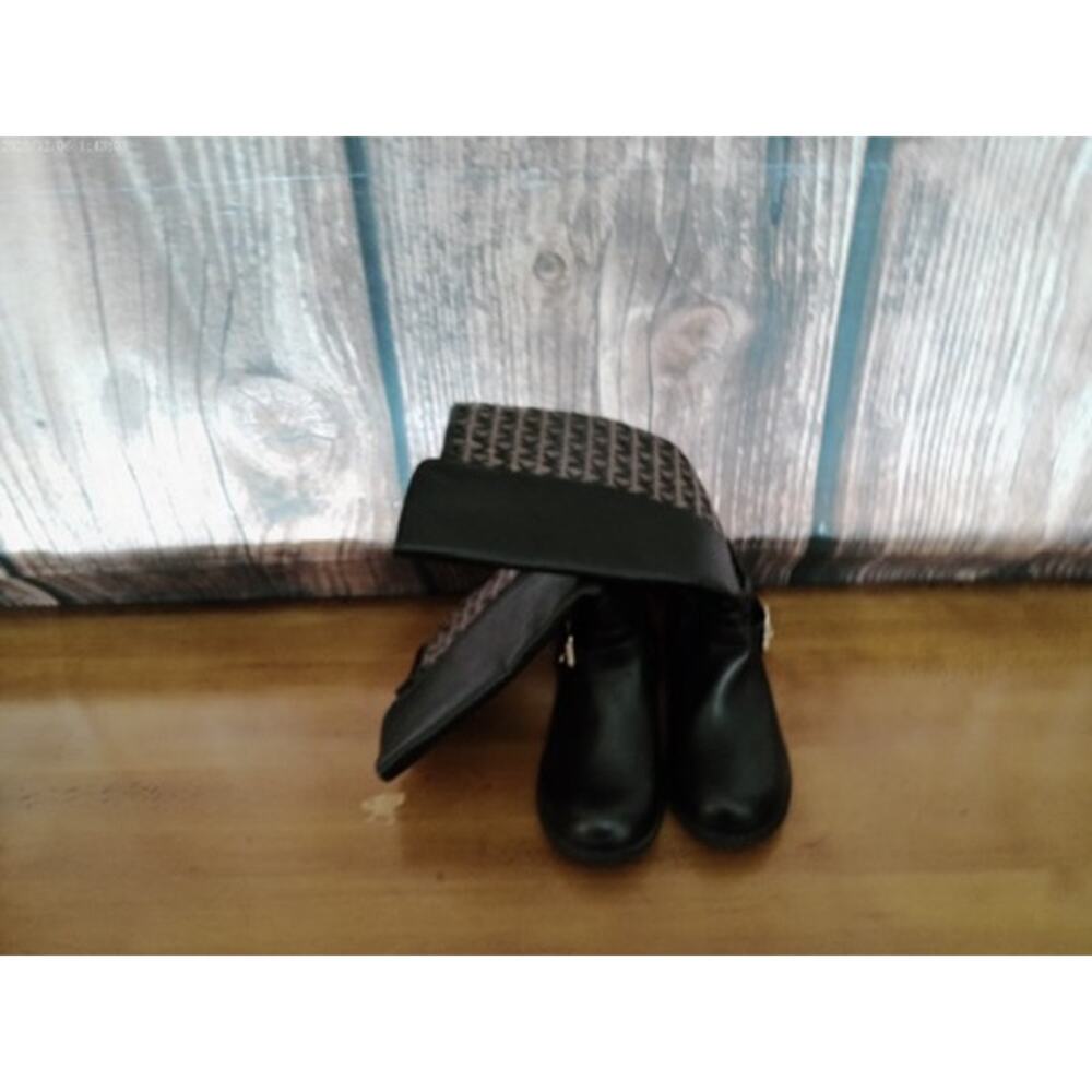 MICHAEL Michael Kors Kids Knee High Riding Boots Black Logo Side Zip Size 3Y - Picture 2 of 8